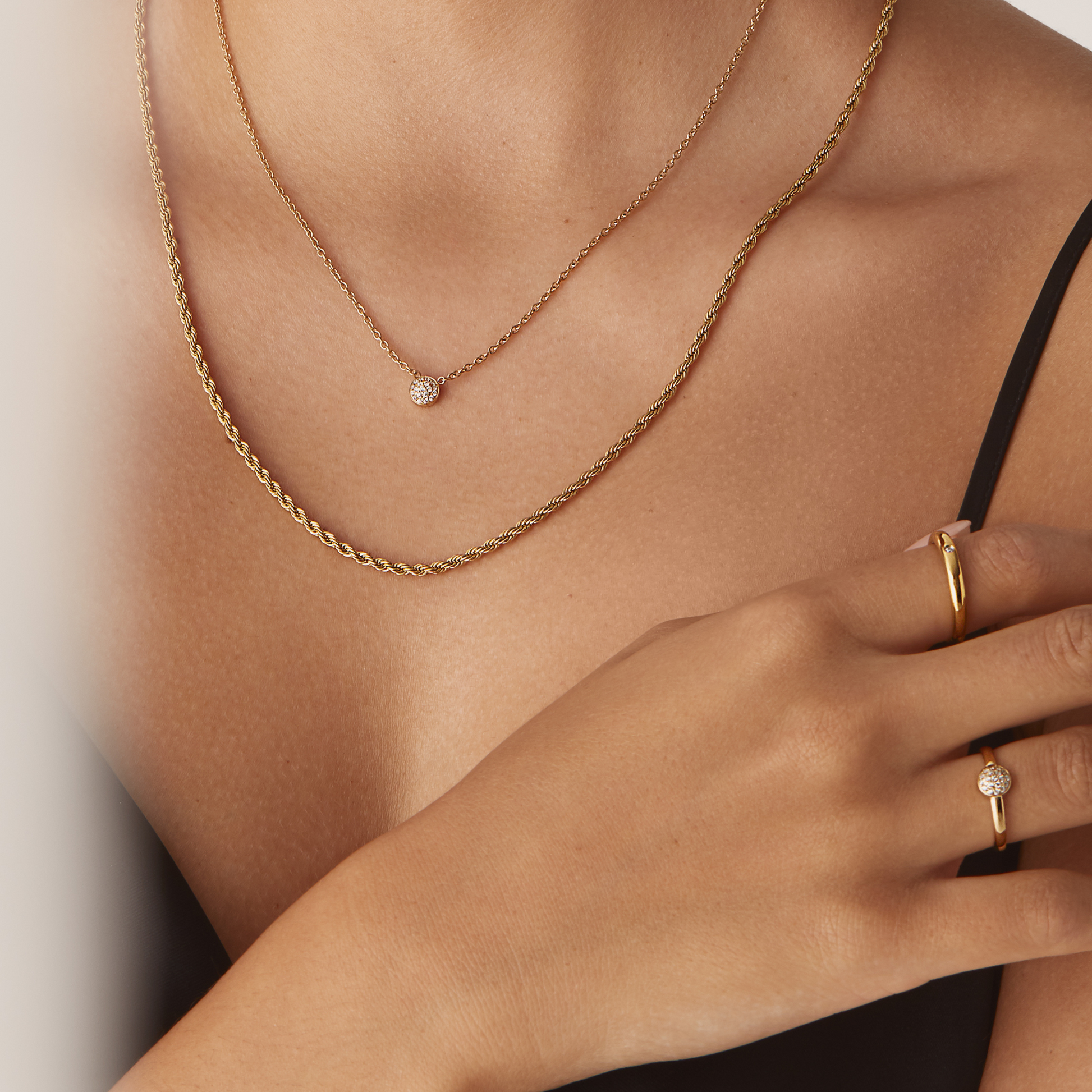 High Quality Stone Stainless Steel Silver Ring Non-tarnish Skin Safe With Twisted Necklace And Bracelet MIA Jewelry