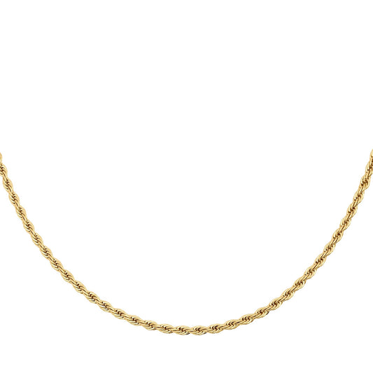 Gold chunky stainless steel twisted rope chain necklace safe for skin tarnish free MIAJWL Collier chaîne corde épaisse torsadée acier inox or sécuritaire peau sensible Mia Bijoux