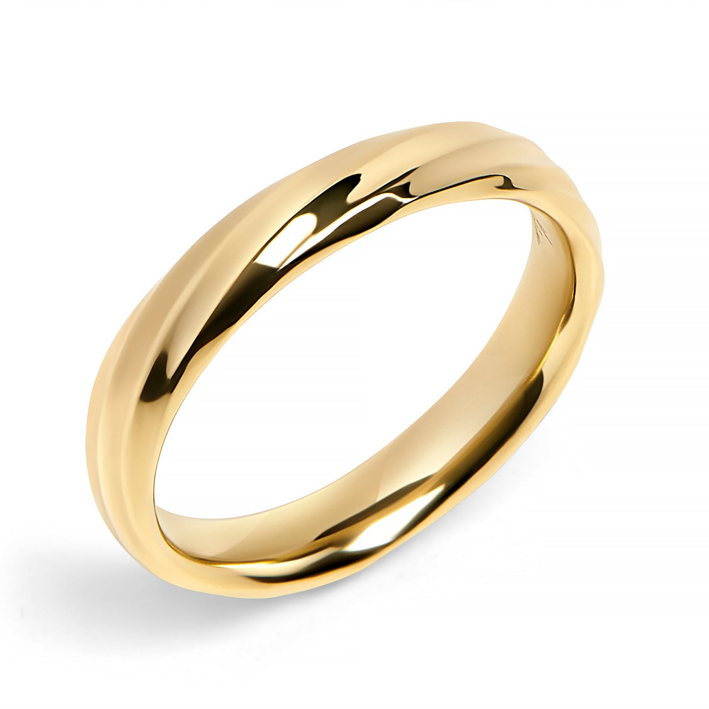 gold safe for skin stainless steel twisted ring MIAJWL bague torsade acier inoxydable doré aucune allergie Mia Bijoux