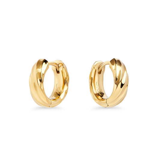 twisted gold allergy free stainless steel comfortable huggie earrings MIAJWL boucles d'oreilles dormeuses torsade acier inoxydable doré sans danger pour la peau Mia Bijoux