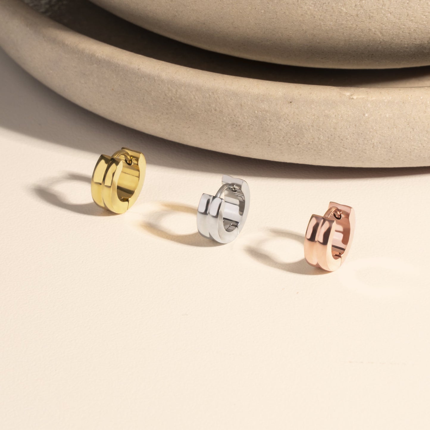 double gold earrings stainless steel boucles d'oreilles double or acier inoxydable MIA bijoux