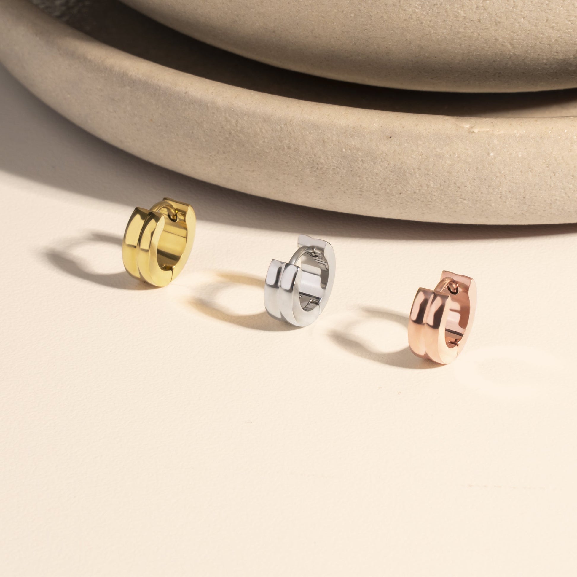 double gold earrings stainless steel boucles d'oreilles double or acier inoxydable MIA bijoux