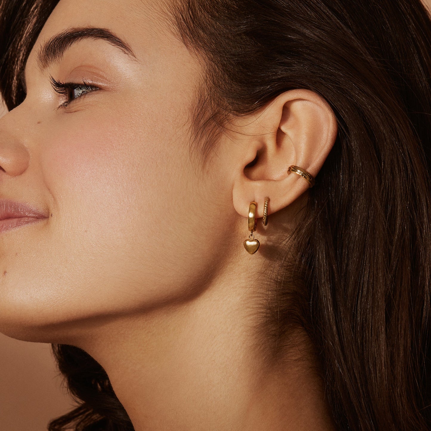 Boucles d'oreilles anneaux dormeuses torsadées or acier inoxydable durables MIA