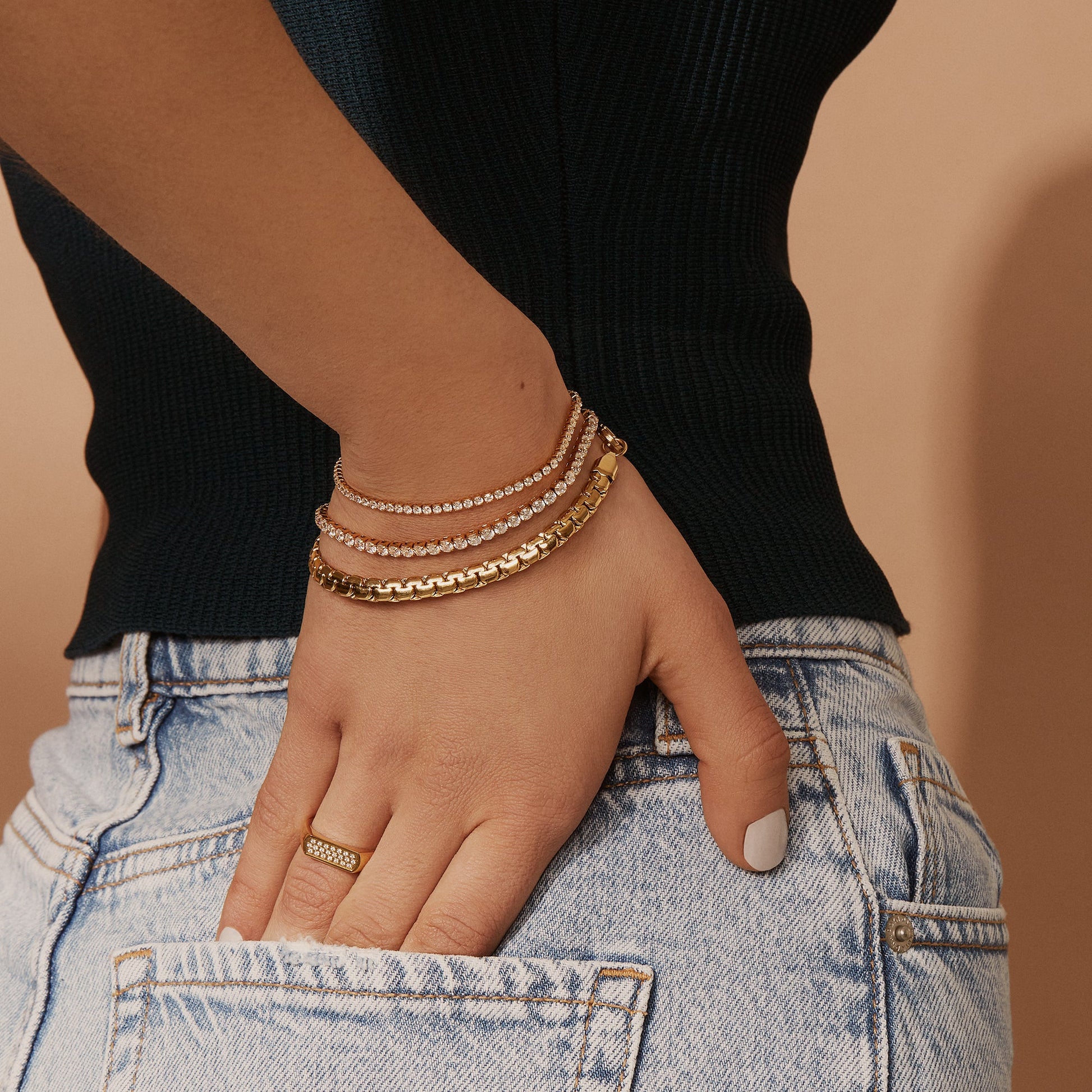 Bracelet chaine tendance or ne ternit pas acier inox MIA