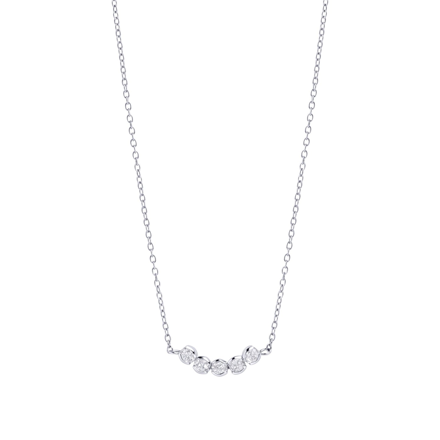 sustainable row of 5 cz stones silver stainless steel pendant necklace MIAJWL collier pendentif rang de pierres acier inoxydable argent durable Mia Bijoux