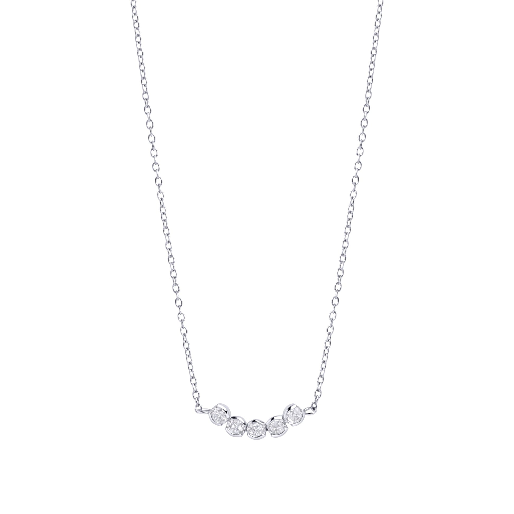 sustainable row of 5 cz stones silver stainless steel pendant necklace MIAJWL collier pendentif rang de pierres acier inoxydable argent durable Mia Bijoux