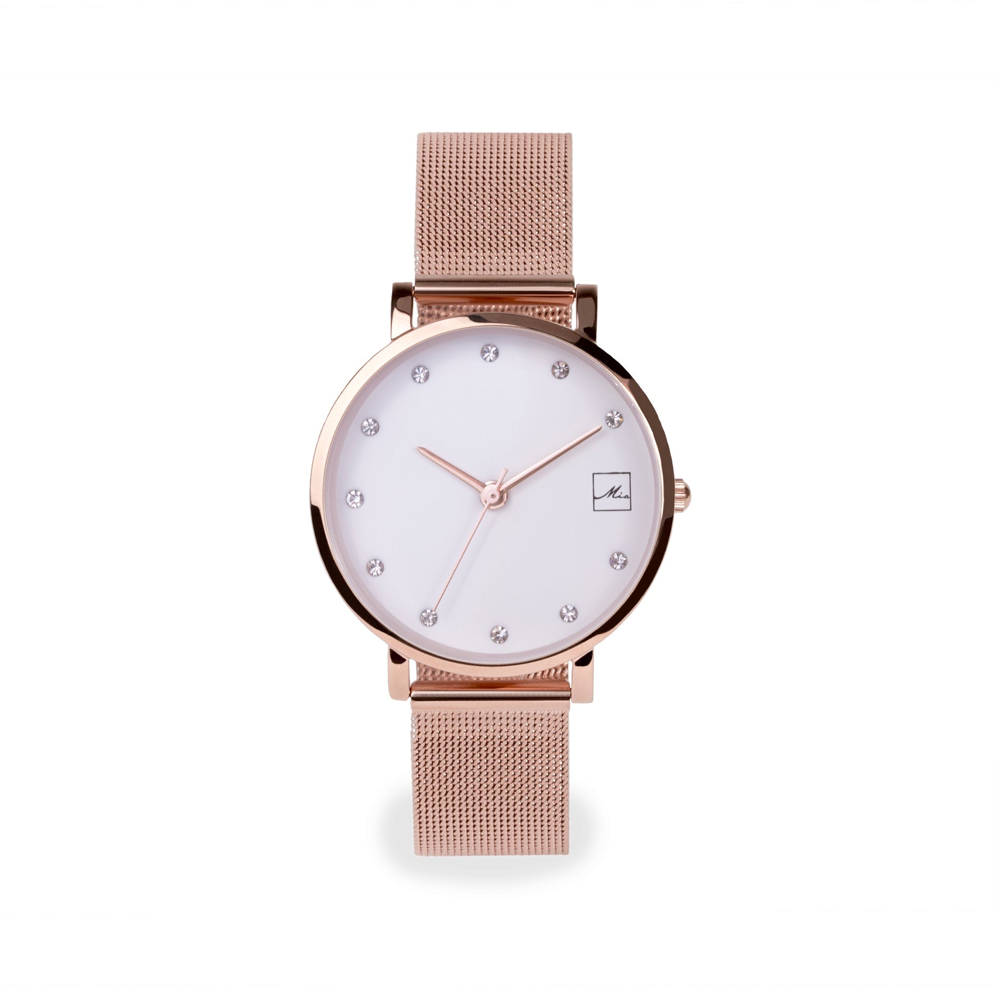 rose gold small and minimal watch with stones stainless steel W119M02DORO MIA Jewelry