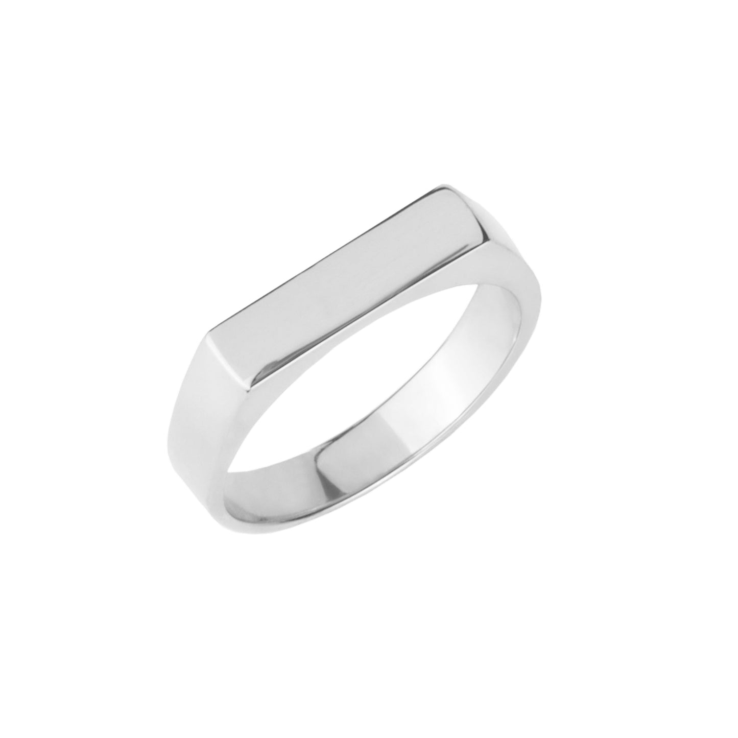 rectangular signet plain ring stainless steel bague acier inoxydableMIA Bijoux