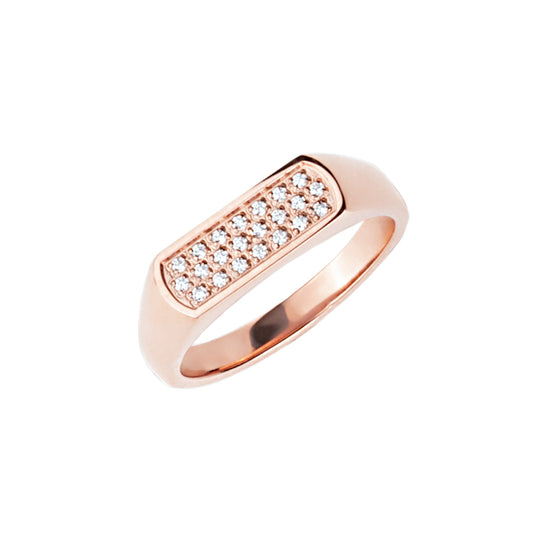 rose gold signet ring stainless steel bague chevalière pierres acier inoxydable MIA Bijoux