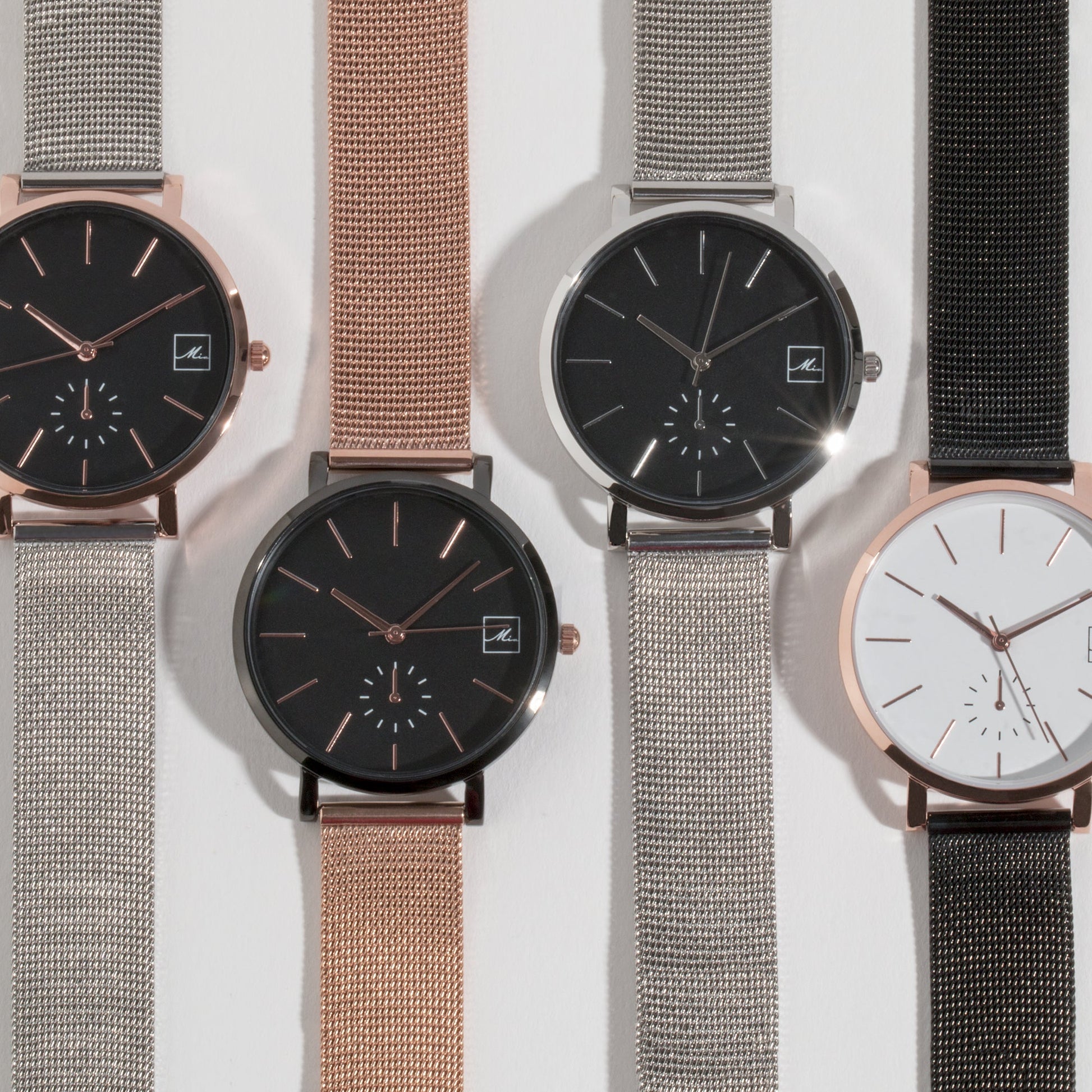 minimal silver black rosegold watch for women