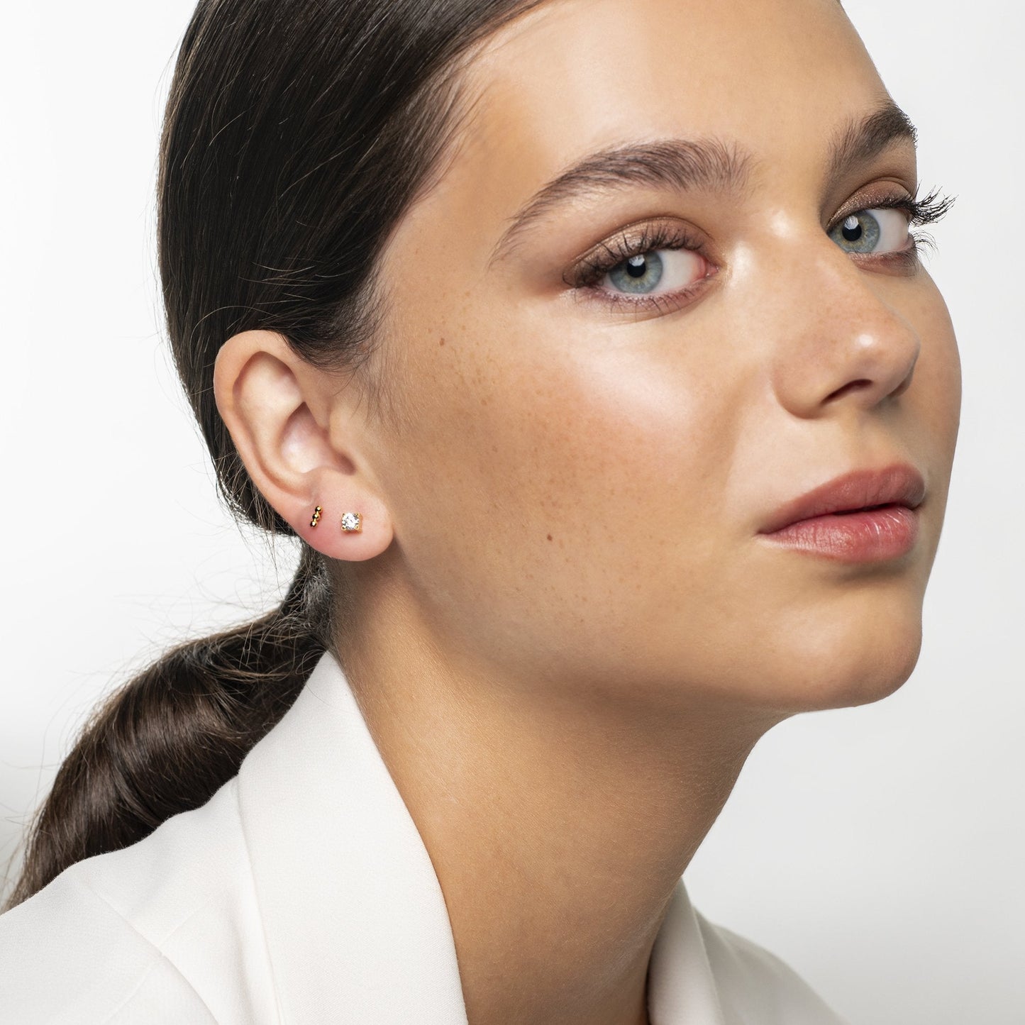 gold 4mm cubic zirconia stud earrings stainless steel MIA boucles d'oreilles pierre or rose T419E002DO