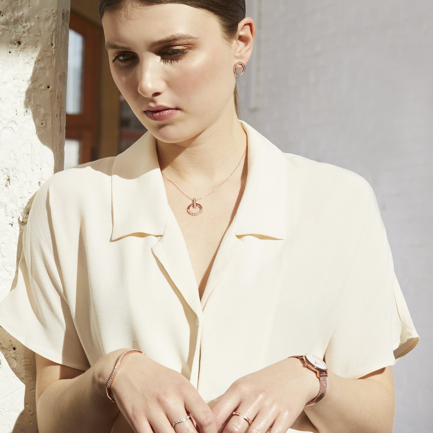 navy small and minimal watch with stones stainless steel W119M02BM MIA Jewelry