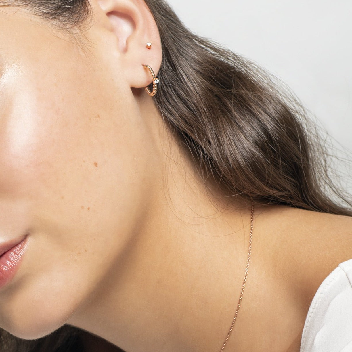 rose gold 2mm cubic zirconia stud earrings stainless steel MIA boucles d'oreilles pierre or rose T419E001DORO