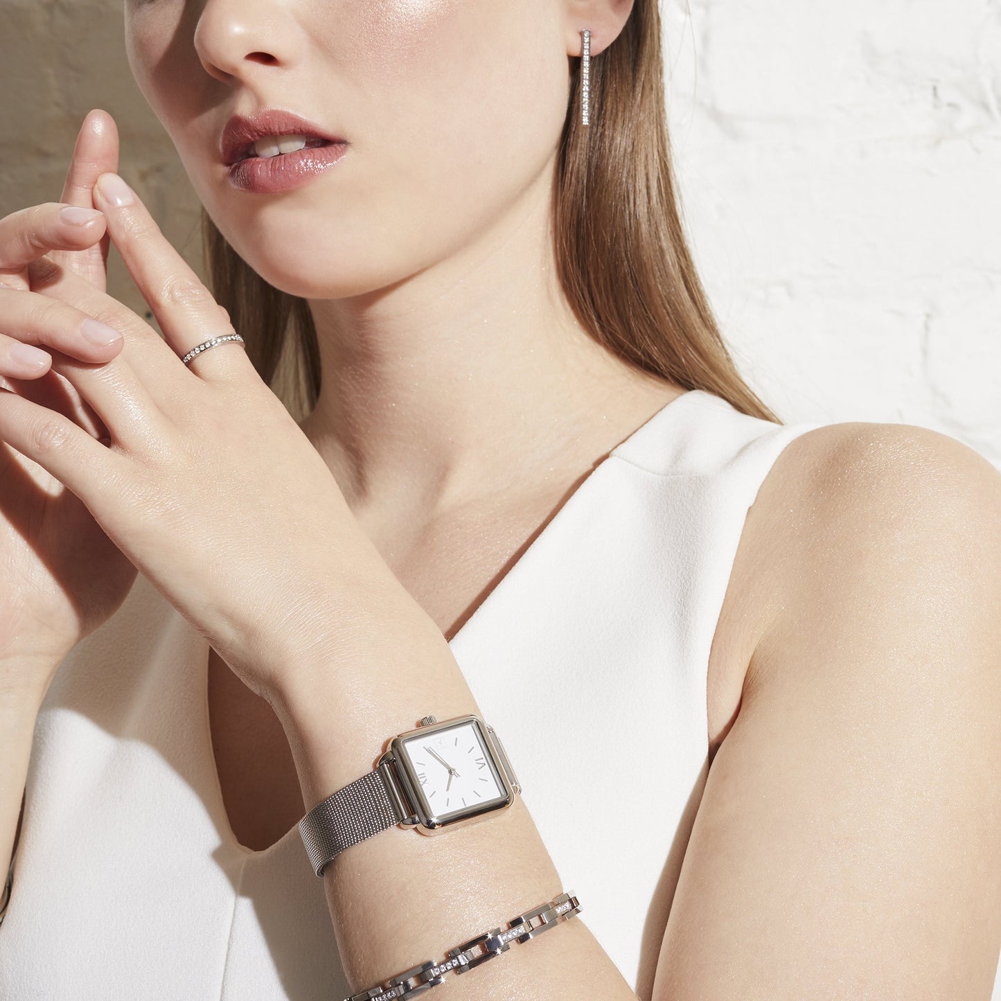 rose gold stainless steel square watch women W119M03DORO MIA Jewelry