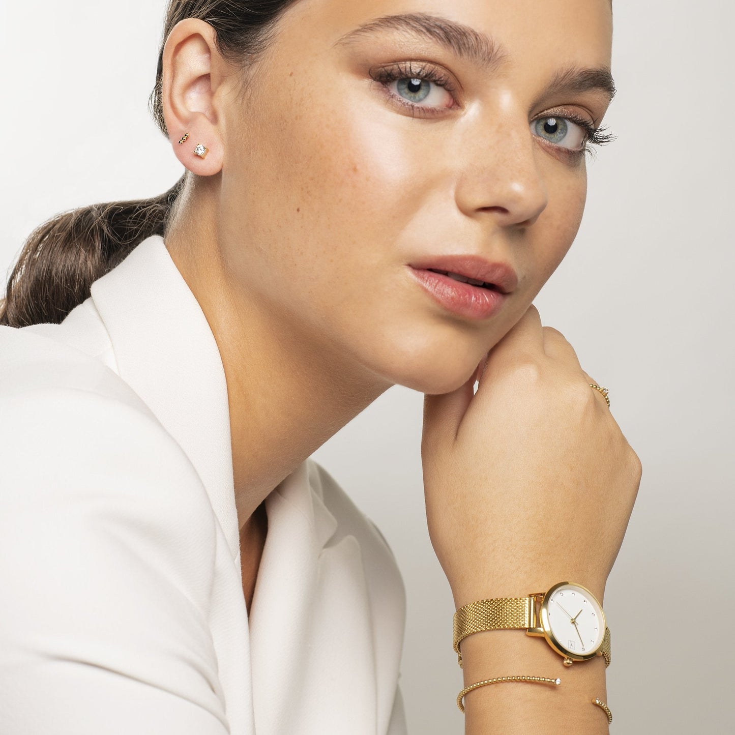 4mm cubic zirconia stud earrings stainless steel MIA boucles d'oreilles pierre or rose T419E002AR