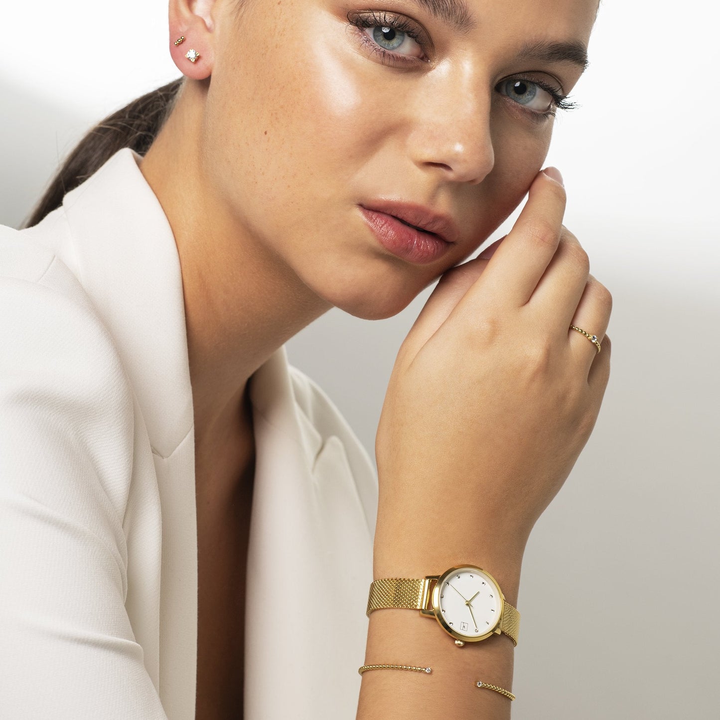 4mm cubic zirconia stud earrings stainless steel MIA boucles d'oreilles pierre or rose T419E002AR