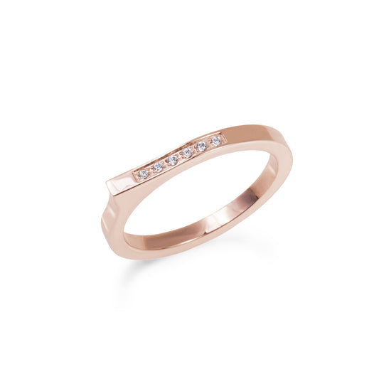 no allergy asymetric stones ring rose gold stainless steel bague acier inoxydable MIA T219R004