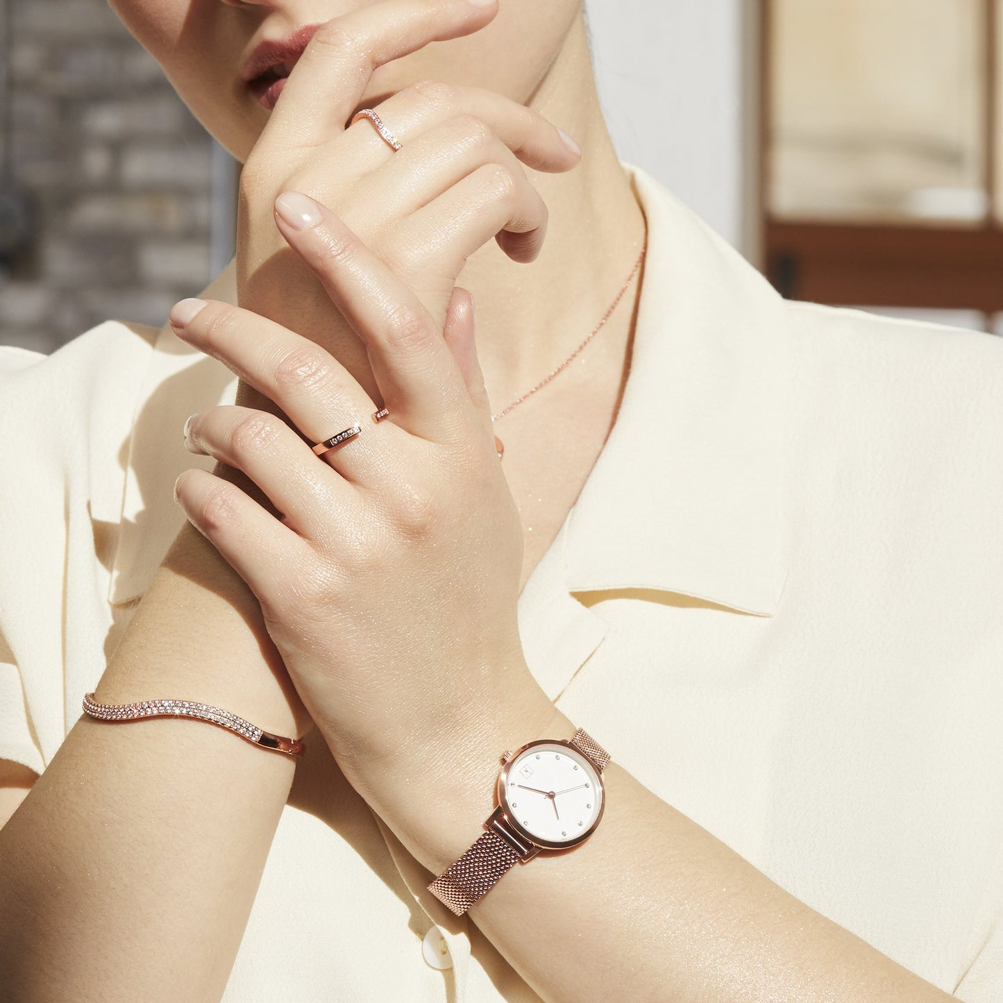 minimal small watch 30mm with stones stainless steel W119M02AR MIA Jewelry