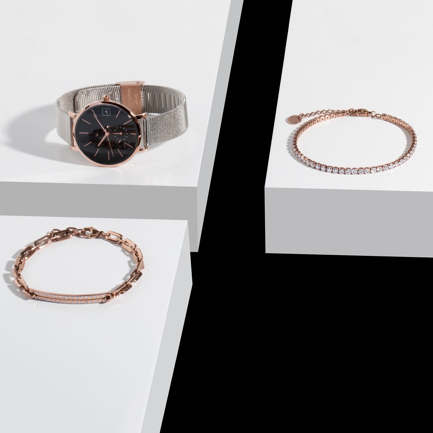 minimal silver black rosegold watch for women