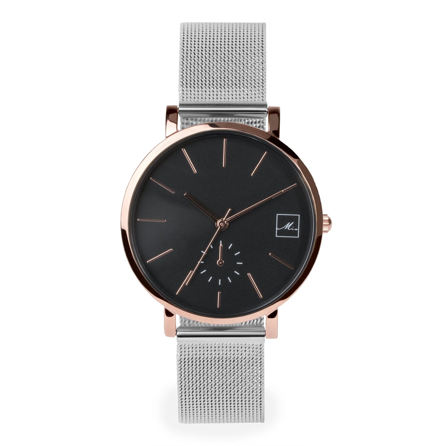 minimal silver black rosegold watch for women