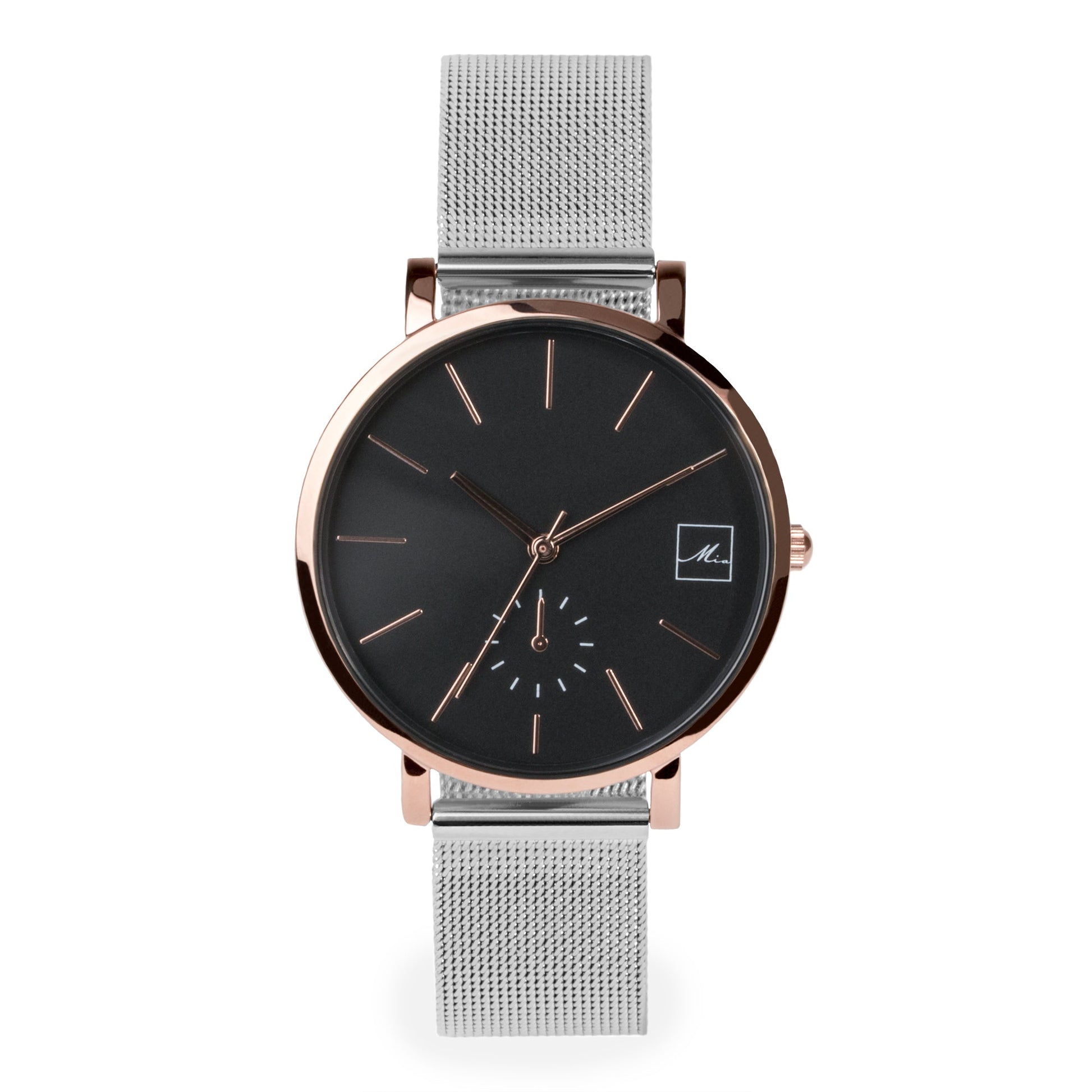 minimal silver black rosegold watch for women