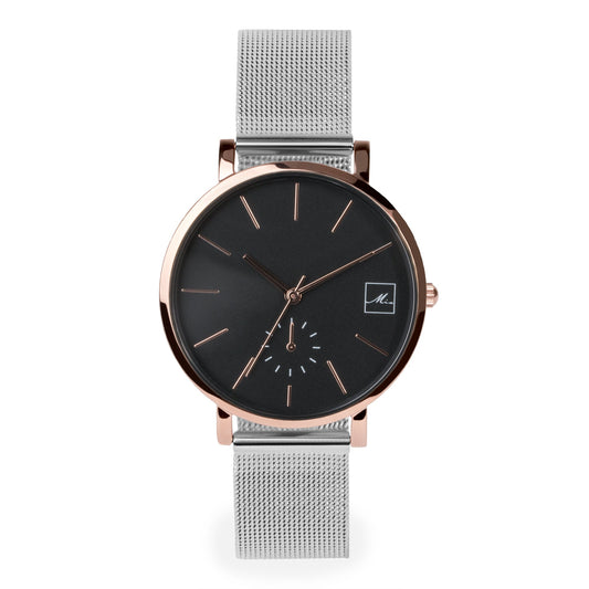minimal silver black rosegold watch for women