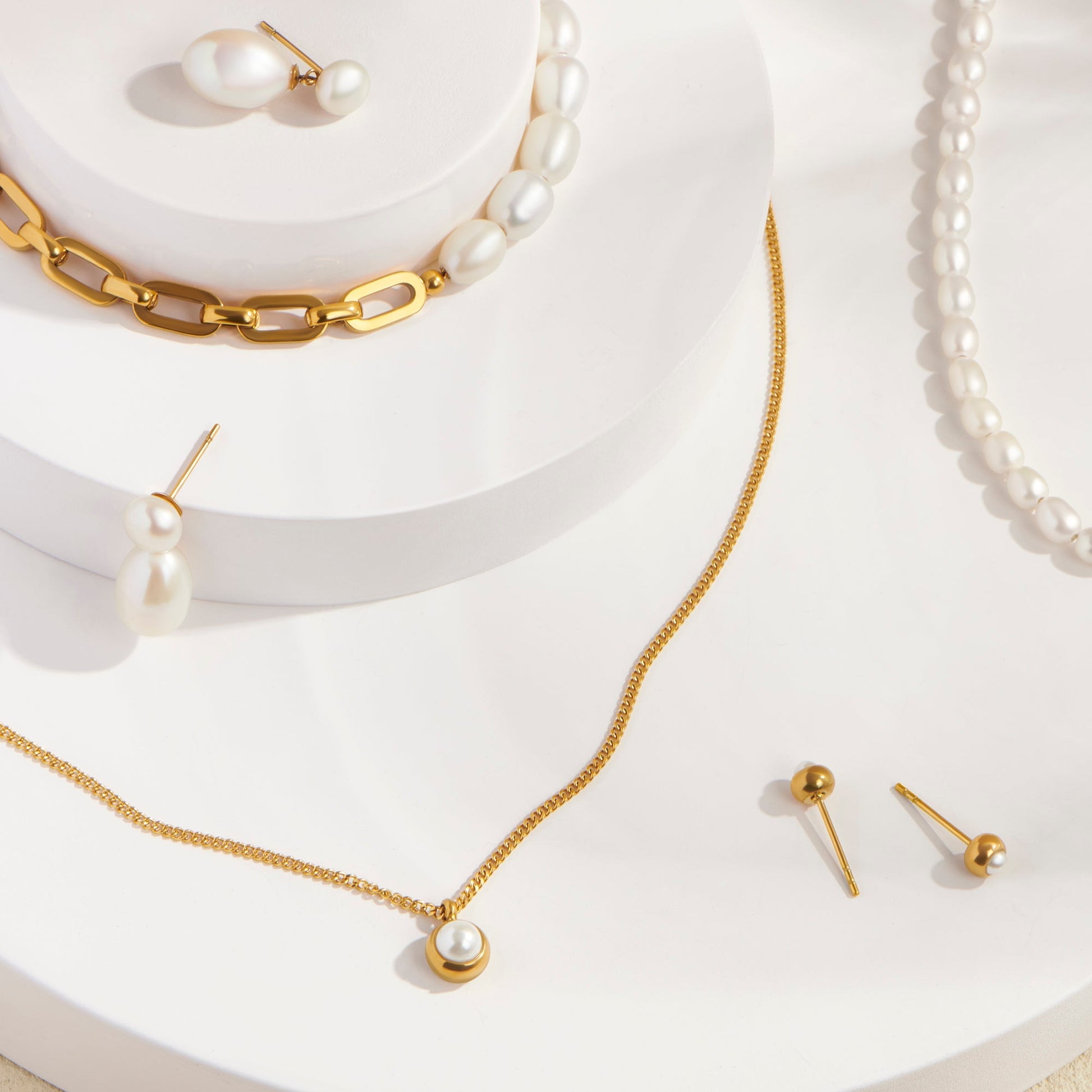 stainless steel jewelry with pearls bijoux acier inoxydable avec perles MIA