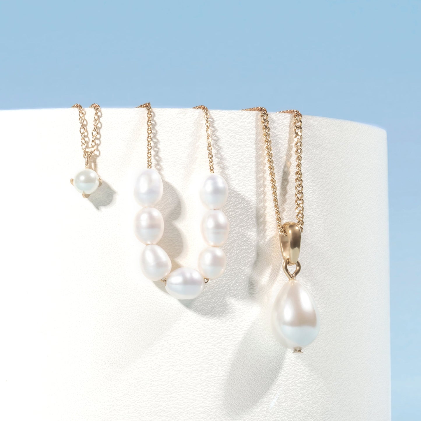 Gold necklaces stacking with chic pearls made to last and safe for sensitive skin  MIAJWL