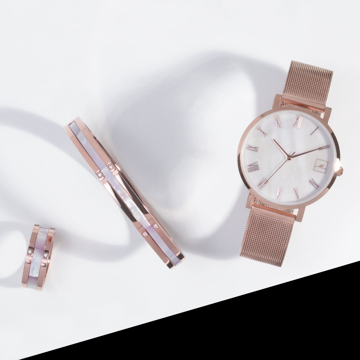 mop rose gold watch women