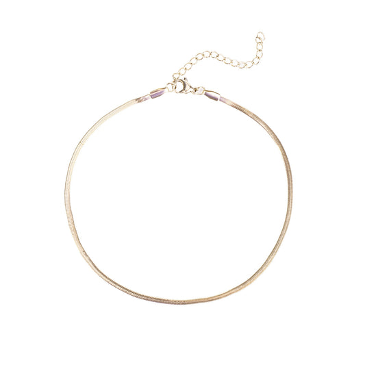 gold flat ankle chain stainless steel chaîne cheville plate or acier inoxydable