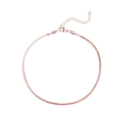 rose gold flat ankle chain stainless steel chaîne cheville plate or rose acier inoxydable
