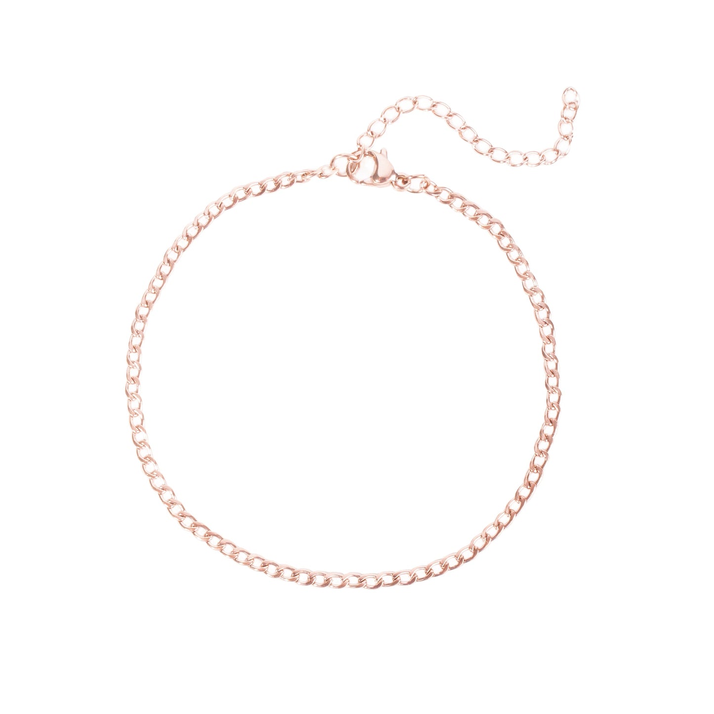 Stainless Steel Curb ankle chain rosegold chaine de cheville acier inoxydable or rose T221C495DORO