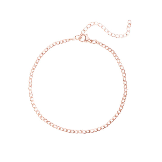 Stainless Steel Curb ankle chain rosegold chaine de cheville acier inoxydable or rose T221C495DORO