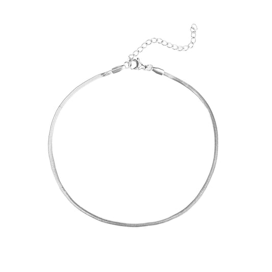 flat ankle chain stainless steel chaîne cheville plate acier inoxydable