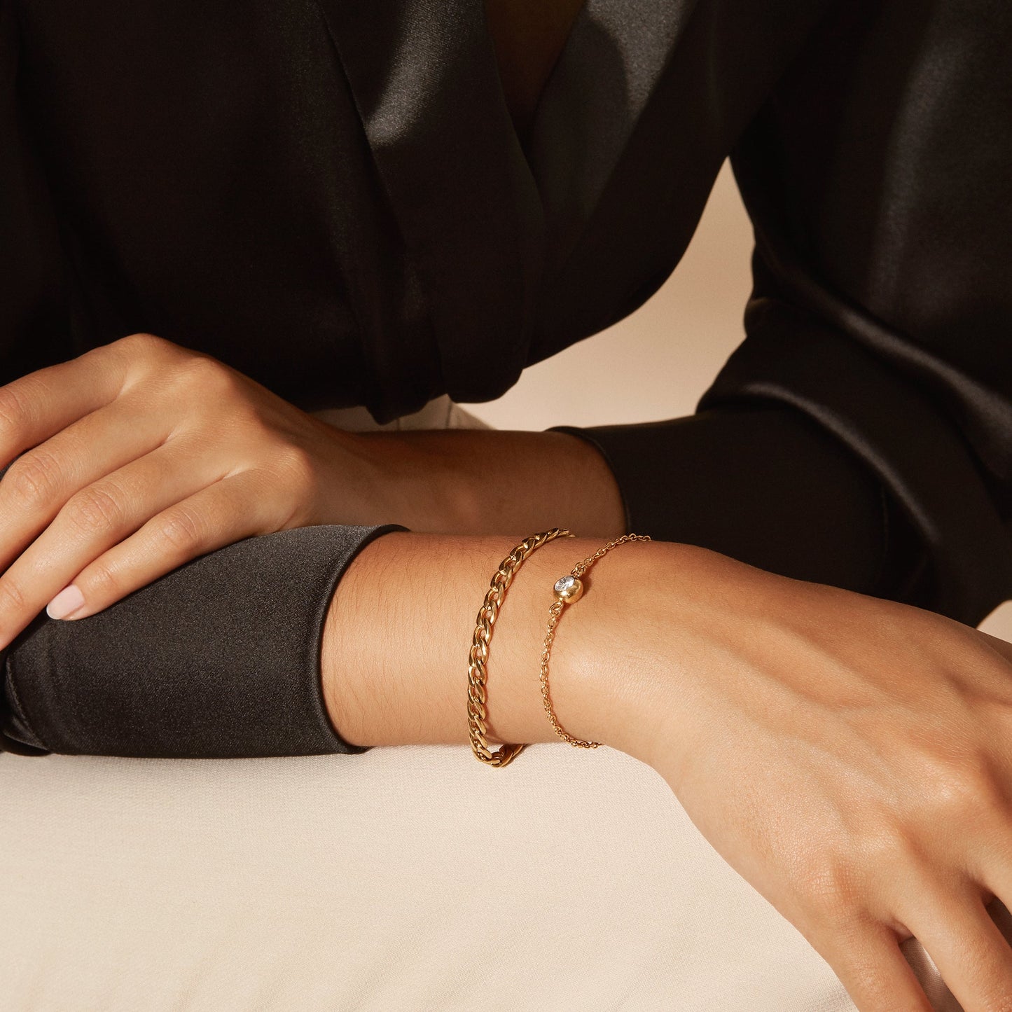 Gold curb bracelet stainless steel bracelet gourmette or acier inoxydable MIA bijoux