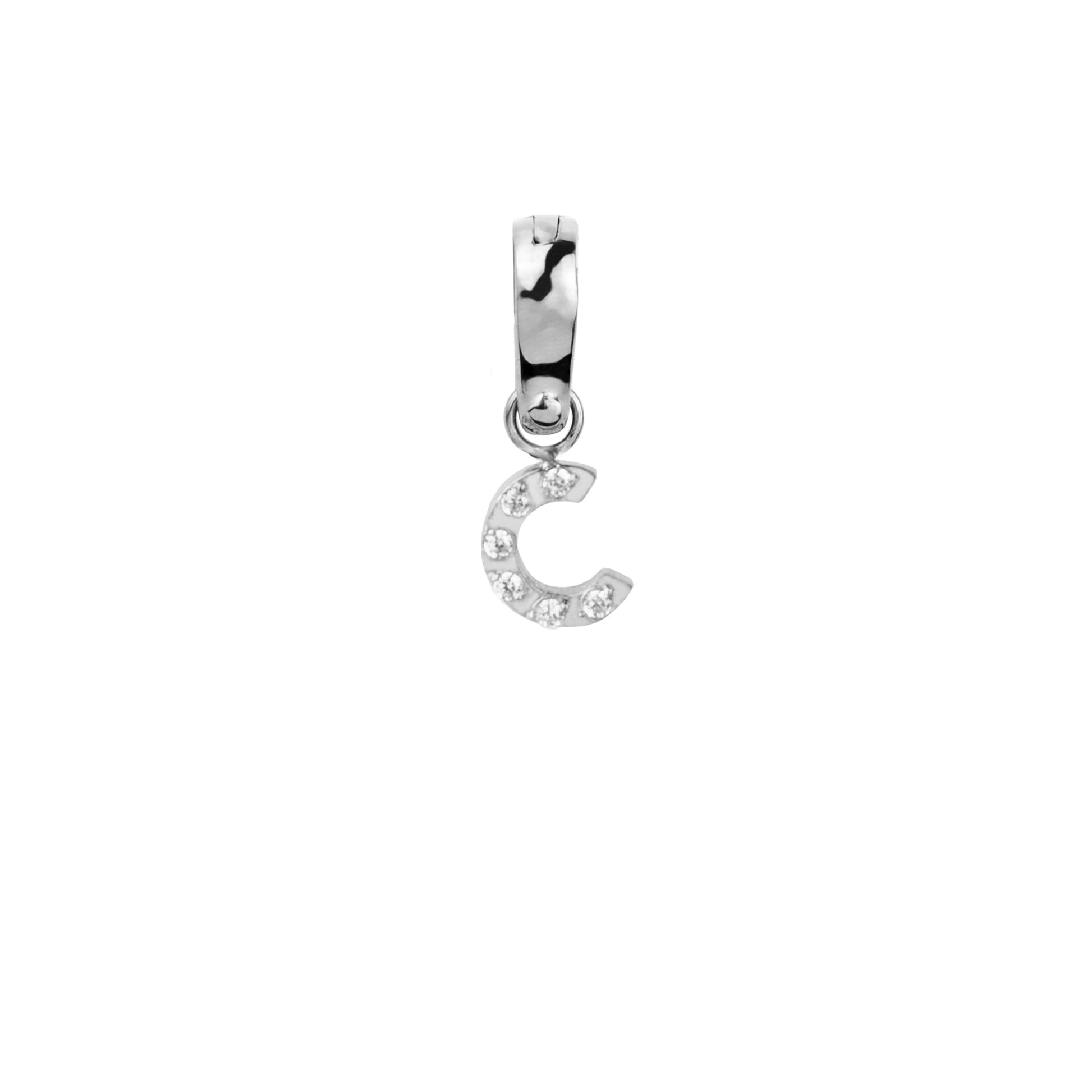 Letter C Charm With Stones Stainless Steel Breloque Lettre Pierres MIA