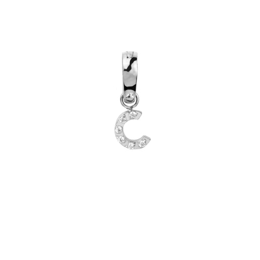 Letter C Charm With Stones Stainless Steel Breloque Lettre Pierres MIA
