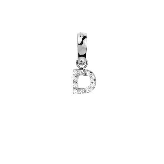 Letter D Charm With Stones Stainless Steel Breloque Lettre Pierres MIA