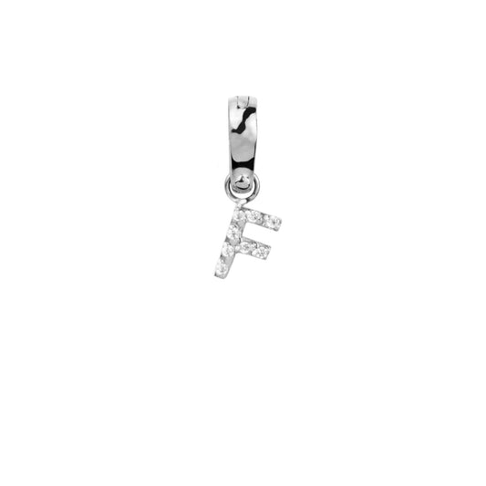 Letter F Charm With Stones Stainless Steel Breloque Lettre Pierres MIA