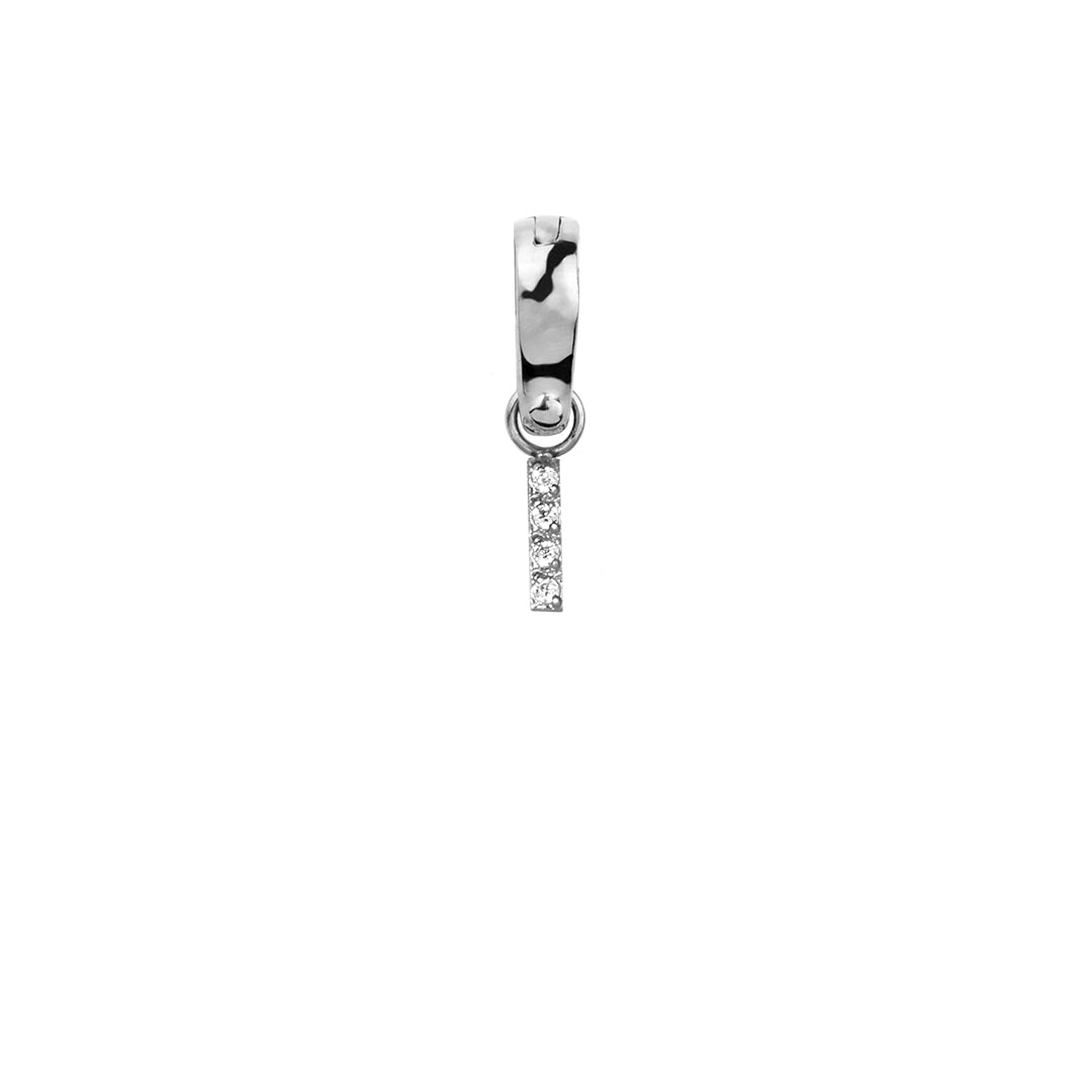 Letter I Charm With Stones Stainless Steel Breloque Lettre Pierres MIA