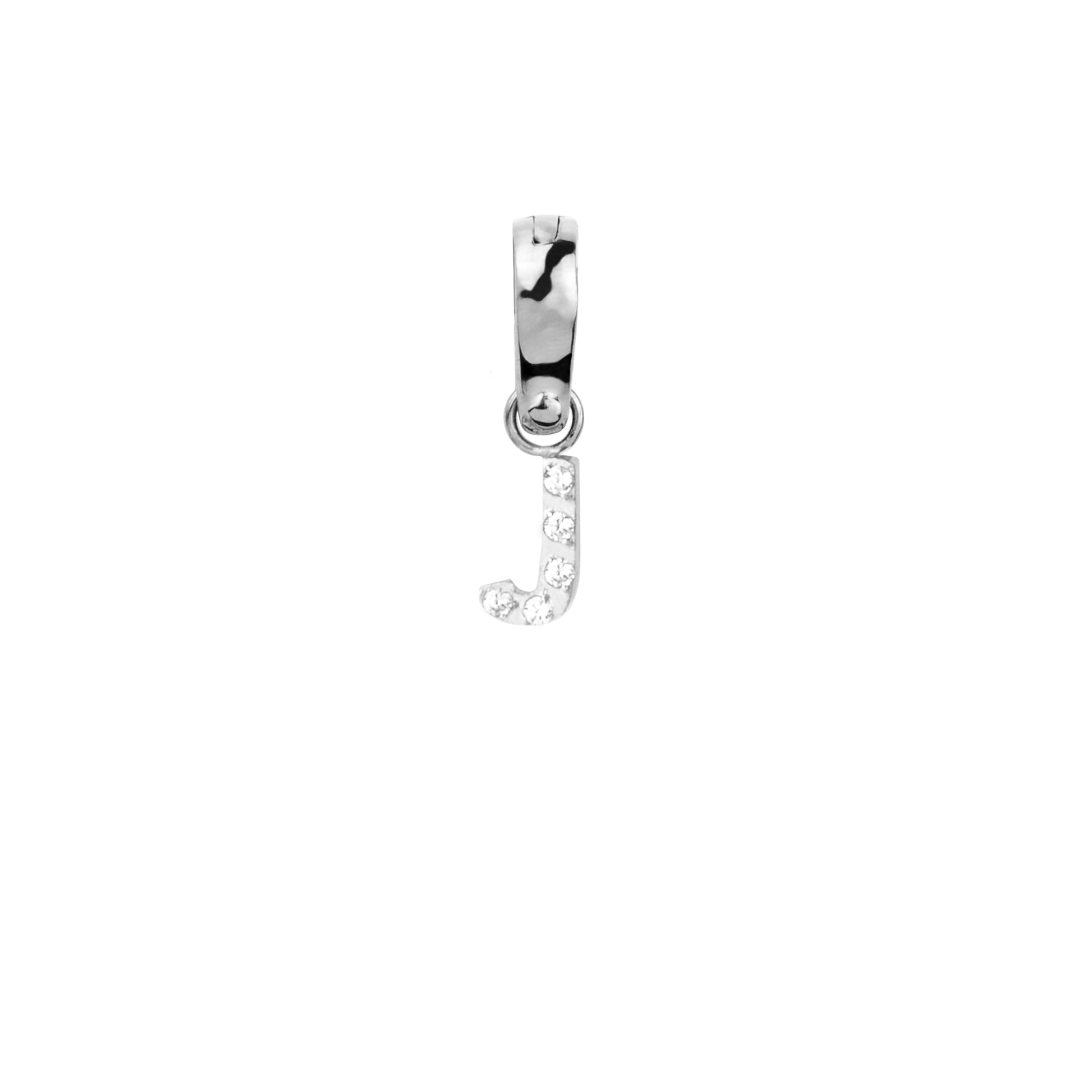 Letter J Charm With Stones Stainless Steel Breloque Lettre Pierres MIA