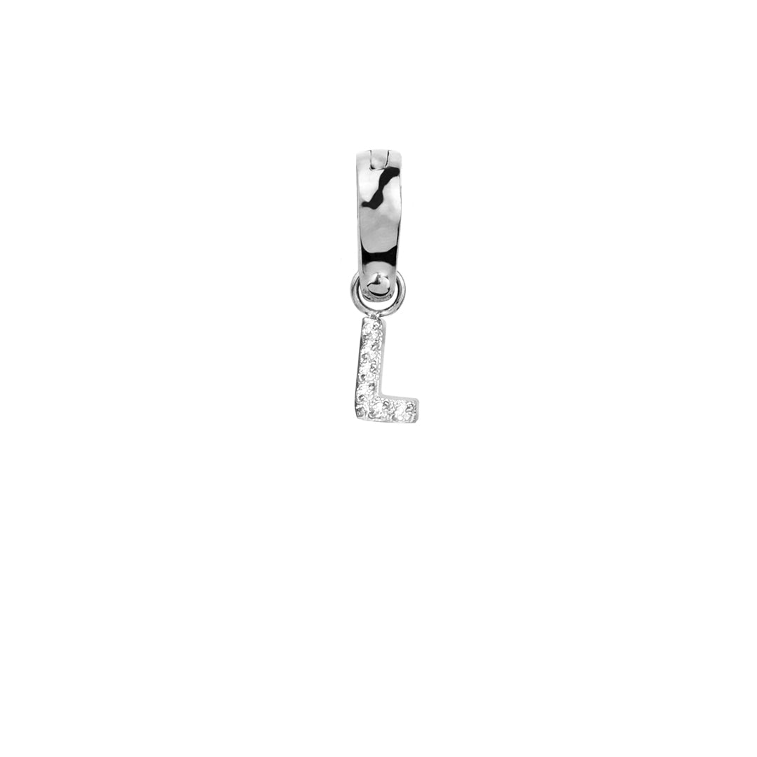 Letter L Charm With Stones Stainless Steel Breloque Lettre Pierres MIA