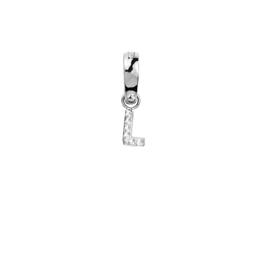 Letter L Charm With Stones Stainless Steel Breloque Lettre Pierres MIA