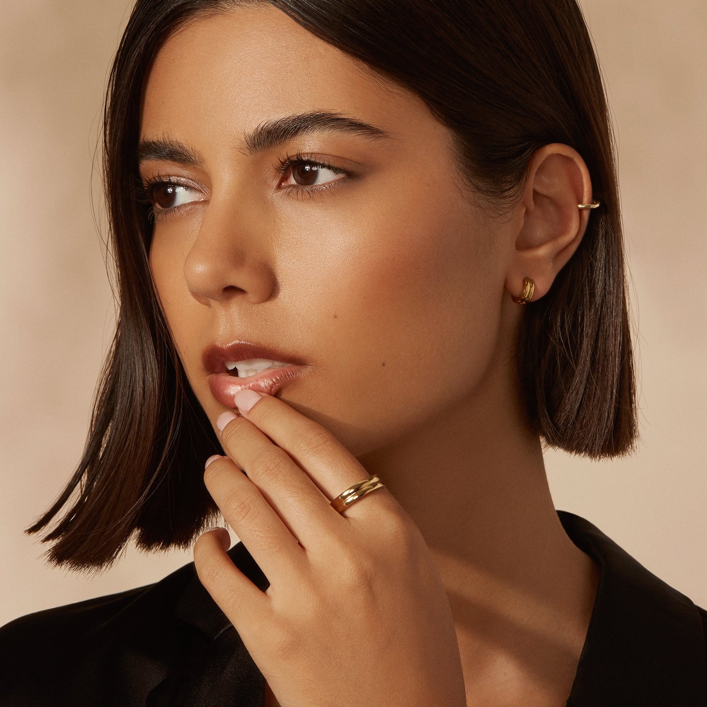 Gold earrings stainless steel boucles d'oreilles double or acier inoxydable MIA bijoux