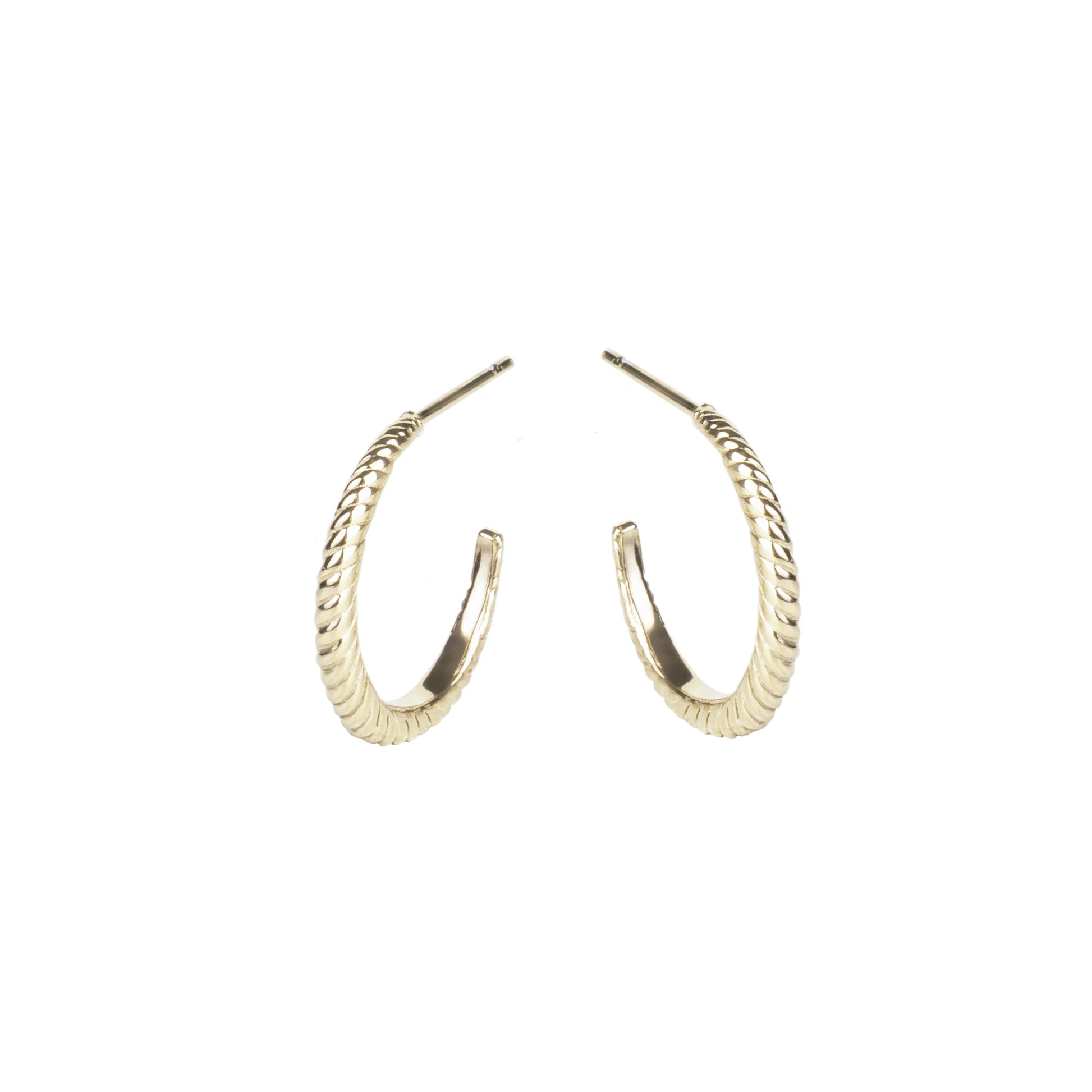 Stainless Steel gold croissant half hoop earrings boucles d'oreilles torsades or inox T221E001DO