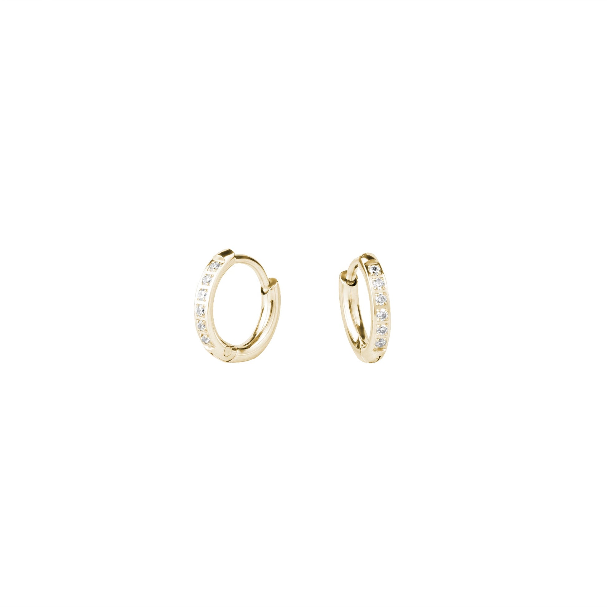 8 mm gold huggie earrings with stones stainless steel MIAJWL