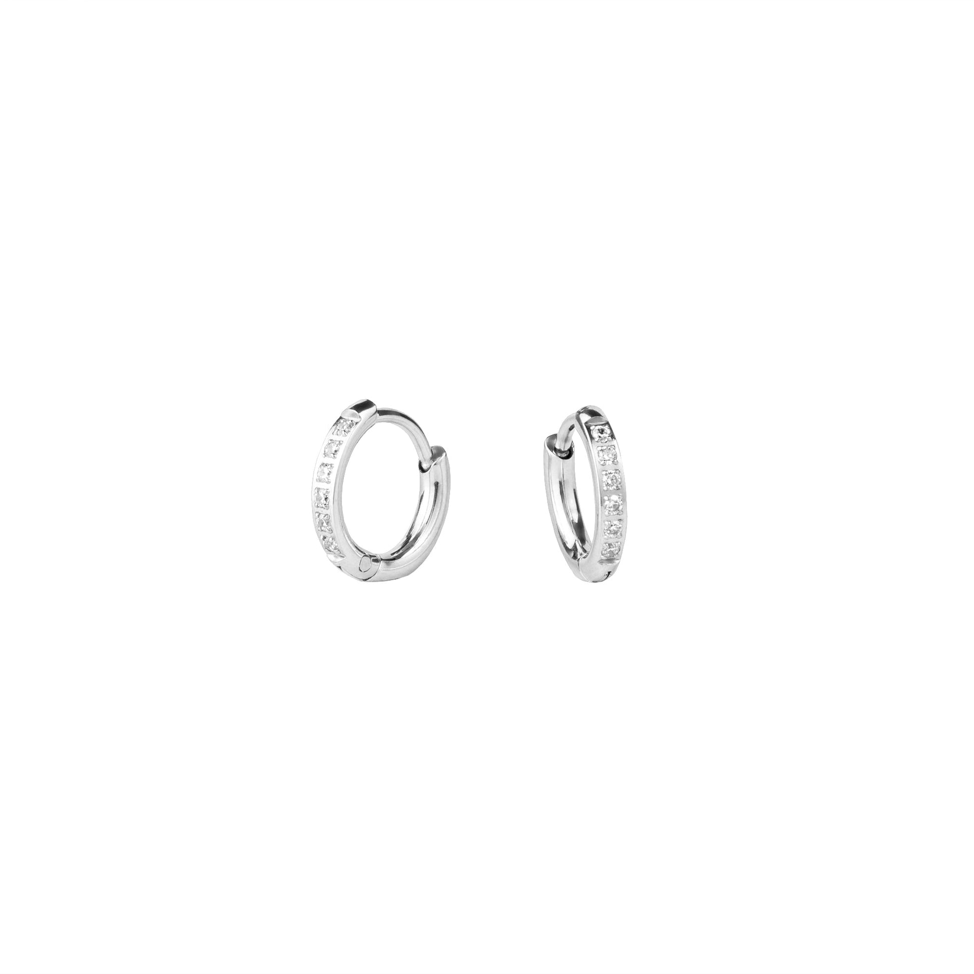 8 mm huggie earrings with stones waterproof stainless steel MIAJWL