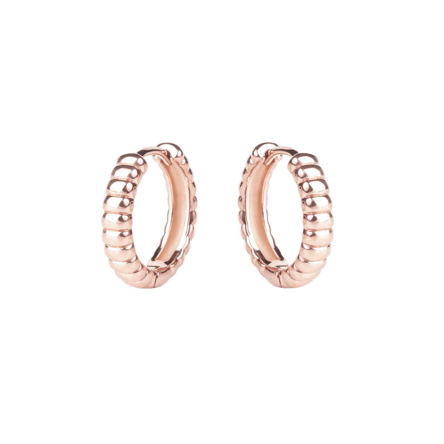 Stainless Steel rosegold twisted huggies earrings boucles dormeuses croissant or rose inox T221E003DORO