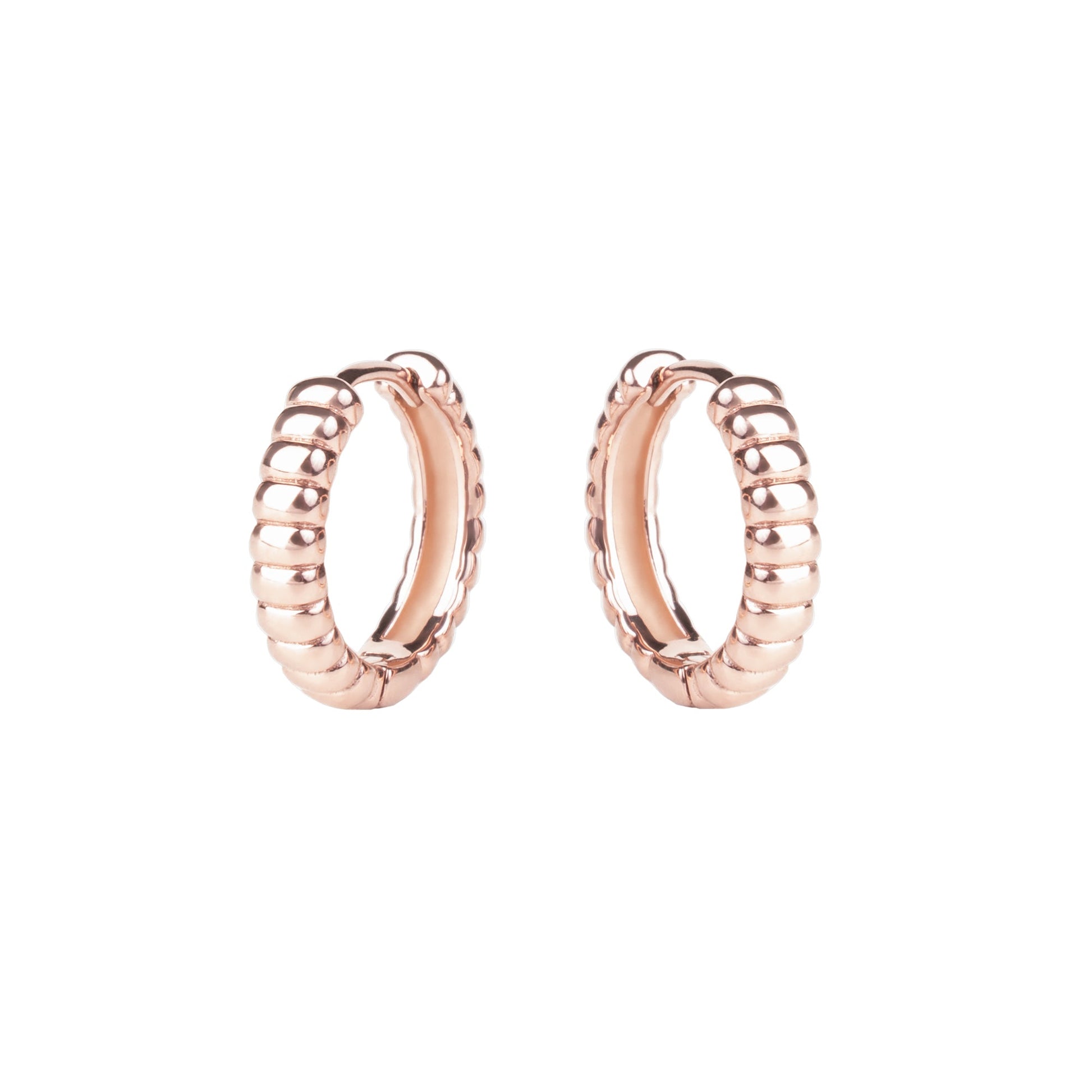 Stainless Steel rosegold twisted huggies earrings boucles dormeuses croissant or rose inox T221E003DORO