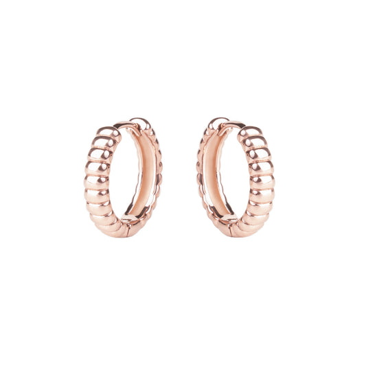 Stainless Steel rosegold twisted huggies earrings boucles dormeuses croissant or rose inox T221E003DORO